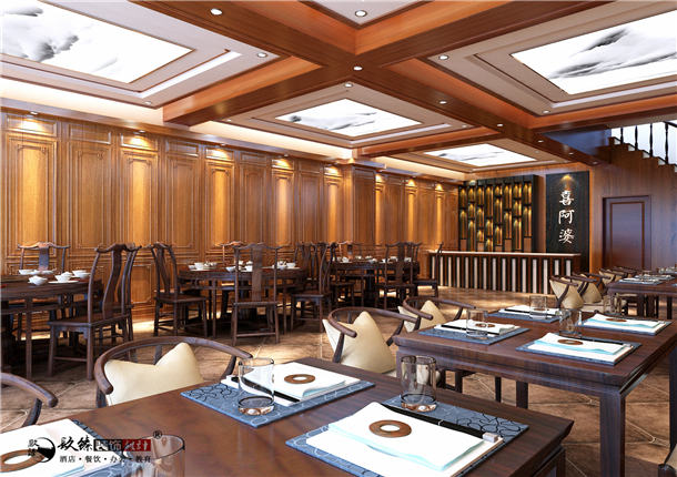 大武口喜阿婆连锁餐厅装修设计|古典元素中植入现代文化感